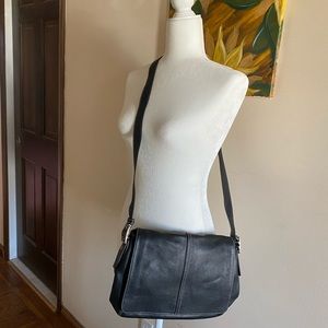 Classic black leather Coach bag.